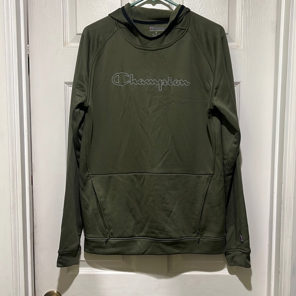 Army green champion hoodie